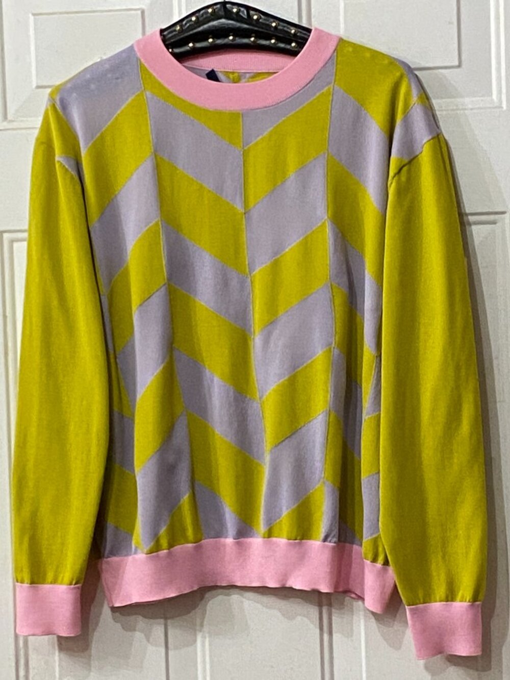 Sofie D'Hoore Women's Sz 42/ US L Pullover Sweater Crew Neck Chevron